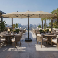 Outdoor Umbrella with Base Heavy-Duty Crank Patio Umbrella Large for Cafes, Restaurants, Backyard, Terrace, Poolside