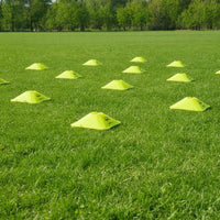 10 Pieces Bright Yellow Flat Marker Discs Stackable Soccer Training Markers Versatile Flat Cones with Center Hole Lightweight for Schools