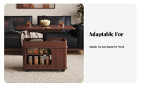 Lift-Top Rolling Storage Table Rotating Tabletop Household Furniture for Bedroom