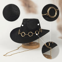 Faux Leather Cowboy Hat Distressed Leather Cowboy Hat Wide Brim for Concertgoers, Entertainers, Concerts, Costume Parties, Festivals