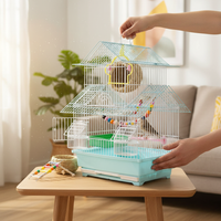 Tiger Skin Parrot Bird Cage Large Luxury Villa Small Bird Cage Metal Roof Shape Ornamental Cage for Budgies and Peonies