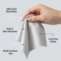 Microfiber Cleaning Cloth for Glasses and Screens, Camera Lens Eyeglass Suede Soft Fabric, Thickened, 7.9 Inches