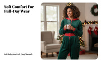 Plush Hooded Jumpsuit with Zipper Zippered One-Piece Costume Cozy Jumpsuit Costume Soft for Adults, Halloween, Cosplay, Holiday Parties