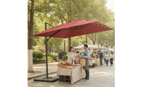 Offset Umbrella with Base Adjustable Cantilever Umbrella with Base Crank-Open for Homeowners, Backyard, Poolside, Garden