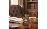 Brass Avian Sculpture Figurine Antique-Style Eagle Figurine with Rectangular Base Small for Collectors, Tea Lovers, Office Desk, Bookshelf