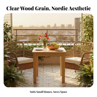 hardwood Wood Square Meal Table Multi-Purpose Square Utility Table Space-Saving Wooden Desk adaptable Use for Apartment Dwellers, Individuals, Balcony, Study Room, Kitchen, Home Office