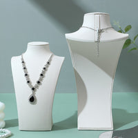 Short Neck Necklace Display Bust Sloping Shoulders Jewelry Display Bust Rectangular Base Necklace Holder Stand Matte