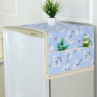 Refrigerator Dust Cover with Lace Trim, Floral Fabric Refrigerator Top Protector