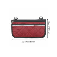 Side Storage Bag with Reflective Strips Quilted Organizer Compact Pouch for Child Transport