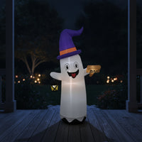 Inflatable Inflatable Ghost with Witch Hat Outdoor Inflatable Ghost Weather-Resistant Yard Decoration Spooky for Homeowners, Families, Lawn, Porch