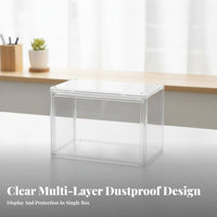 Anime Pin Storage Box High Clearness Clear Acrylic Display Case Dustproof Photocard Display Cabinet for Collectors, Bookshelf
