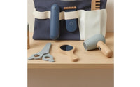 Textile Waist Bag Wooden Hairdressing Kit Adjustable Strap Wooden Hairdressing Playset Accessible Storage Pretend Barber Set Painted Finish