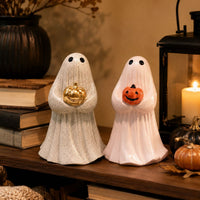 Halloween Pumpkin Ghost Dog Resin Figurine for Party Decor