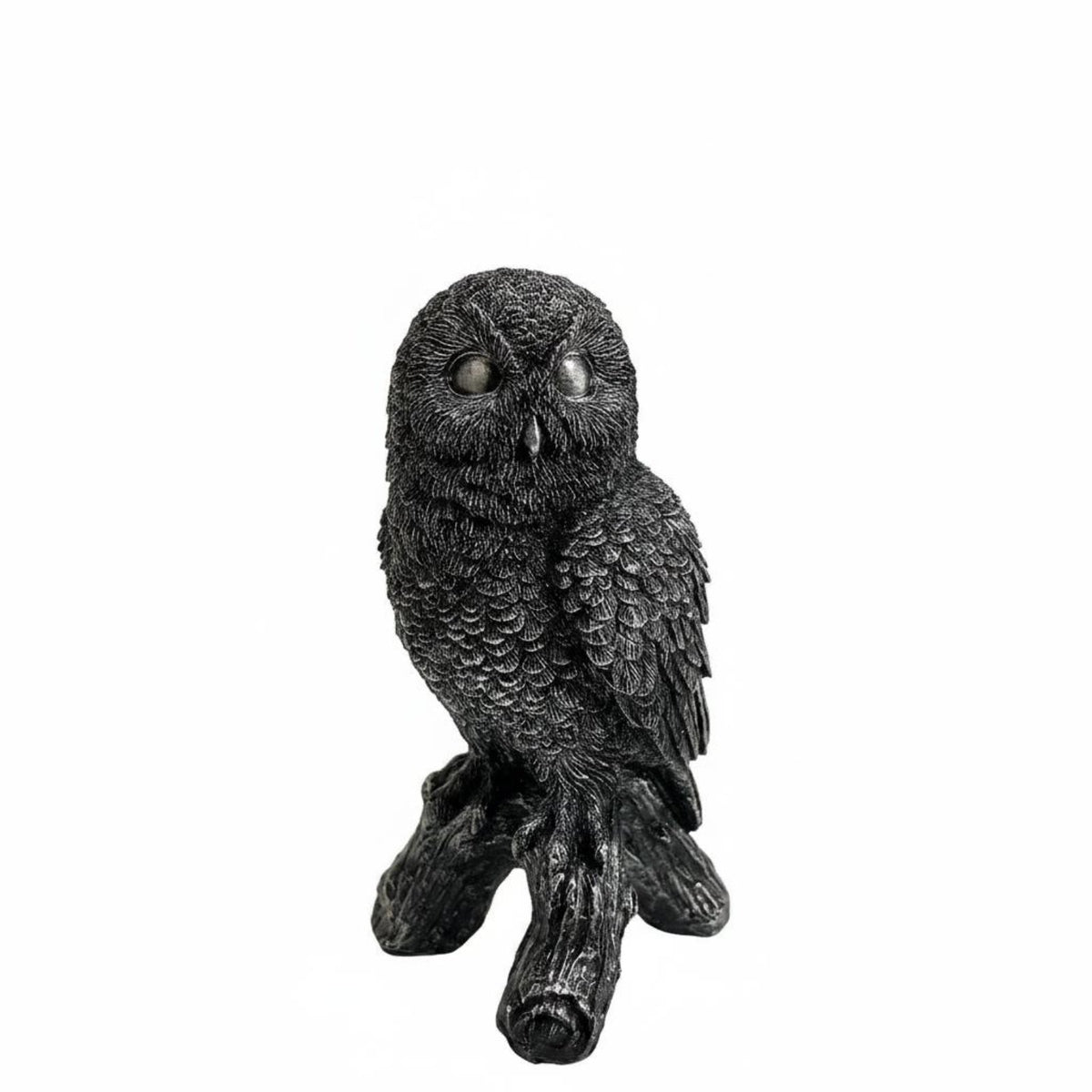 Hand-Painted Resin Owl on Stump Statue Weather-Resistant Realistic Owl Figurine Garden Sculpture for Bird Watchers, Patio, Living Room, Office Desk
