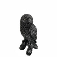 Hand-Painted Resin Owl on Stump Statue Weather-Resistant Realistic Owl Figurine Garden Sculpture for Bird Watchers, Patio, Living Room, Office Desk