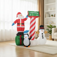 Self-Inflating Inflatable Santa Scene Weather-Resistant Christmas Inflate Decoration Festive Christmas Inflatable Lighted for Homeowners, Families, Yard, Lawn, Garden, Entryway