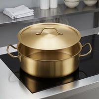 Gold-Colored Hot Pot Thickened Stainless Steel Pot Polished Shiny Finish Cookware Flat Bottom