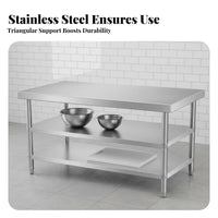 Stainless Steel Work Table Thickened Material Commercial Kitchen Prep Table Sturdy and Sturdy Food Prep Work Station for Chefs, Home Cooks, Warehouse