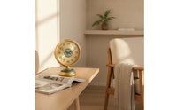 Gold-Tone Desk Clock with Pedestal Brushed Pedestal Clock Vintage-Luxe Analog for Bookshelf