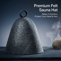 Sauna Cap Steam Room Accessory for Men Women, Bath Hat for Steam, Ergonomi Sauna Cap, Heat Insulation, Grey