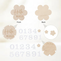 Wooden Milestone Board Flower-Shaped Baby Announcement Sign Milestone Board with Bag Double-Sided Boards Writable
