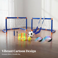Soft Foam Bumper Hover Soccer Hockey Set Furniture-Friendly 2 in 1 Sports Toy Set Easy Assembly for Family, Girls, Playroom, Home, Outdoor