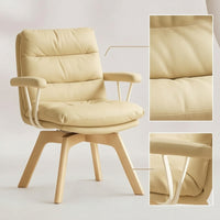 High-Back PU Leather Office Chair Cushioned Office Chair with Padded Arms Ergonomic Adjustable for Telecommuting Workers, Adults, Students, Study Room, Bedroom