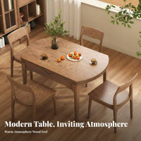 Expandable Design Extendable circular table Space-Saving Extendable Round-to-Oval Table Built-in Lazy Susan Home Furniture Fluted Base for Homeowners, Apartment Dwellers, Dining Room, Family Gatherings, Dinner Parties, Meeting Area