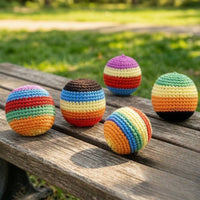 6 Pieces Crochet Hacky Sack Colorful Hacky Sack Crocheted Footbag Soft Juggling Footbag Textured for Beginners, Hand Tossing