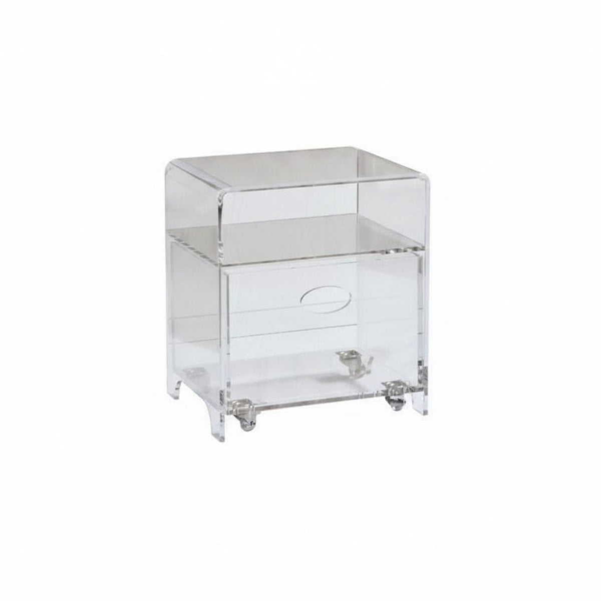 Minimalist Design Transparent C-Shaped Table Waterfall rim Clear C-Table Space-Saving Nightstand single-Piece Construction for Apartment Dwellers, Homeowners, Sofa Side, Living Room, Bedroom, Small Spaces