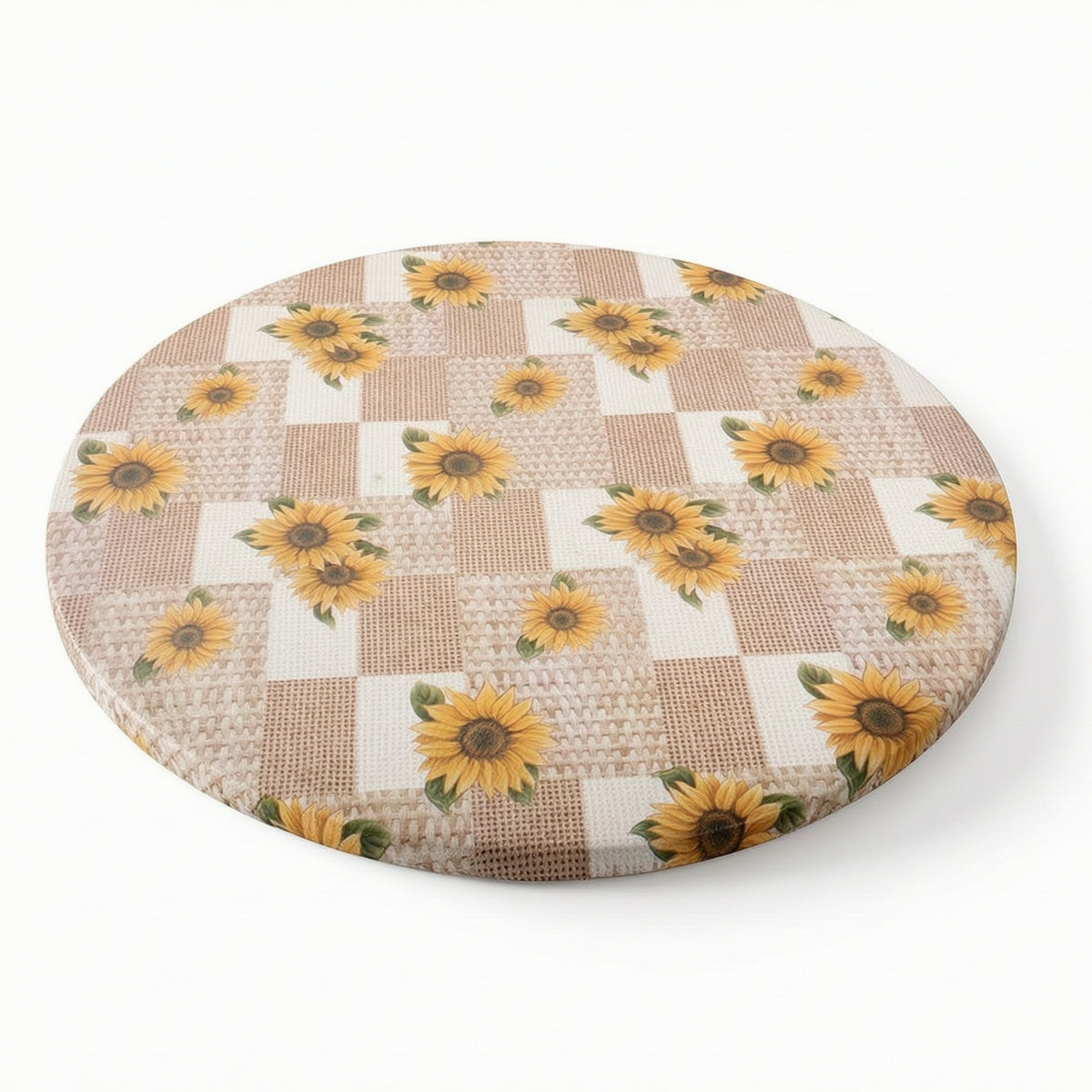 Elasticized Round Fitted Tablecloth with Elastic Edge Checkered Round Fitted Table Cover with Elastic Edge Non-Slip Long-Lasting for Kitchen