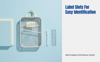 L-Shaped Subject Classification File Bag, Transparent Mesh Fastener Organizer, Multi-Compartment Storage for Exam Papers