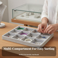Transparent Clear Compartment Stackable Organizer Tray particle-resistantresistant Jewelry Box Insert for Crafters, Hobbyists, Display Case, Craft Table, vanity Top, Drawer