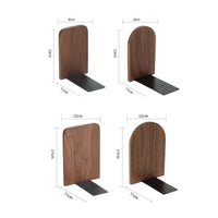 Wooden Bookend with Metal Base Freestanding Desktop Bookend Non Skid Bookcase Bookends for Readers, Students, Desk, Bookshelf, Office