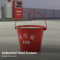 Semi-Circular Fire Bucket Thickened Material Stainless Steel Fire Rustproof D-Handle Sand Spade for Gas Station Factories, Public Areas