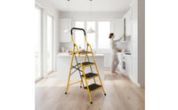 Foldable Design Household Ladder with Double Handrails Anti-Slip Feet Wide Step Folding Ladder Heavy Duty Folding Step Stool with Safety Rails Multi-Purpose for Elderly, Home, Kitchen, Indoor