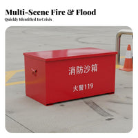 Firefighting Sand Box Cold-Rolled Steel Construction Emergency Sand Container Sturdy Red Metal Fire Box for Officers, Gas Stations, Warehouses