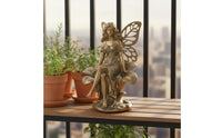 Fairy Sitting on Flower Figurine Resin Petal Nymph Statue Elegant Design House Decoration for Patio