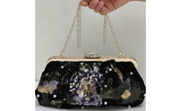 Evening Purse with Pearl Handle Elegant Evening Bag with Chain Strap Embroidered Clutch Bag for Weddings