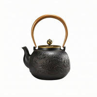 Black Cast Iron Teapot Floral Relief Cast Iron Teapot Loose Herbal Tea