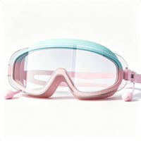 Clear Lens Swimming Goggles with Earplugs Soft Nose Bridge Swim Goggles with Earplugs Anti-Fog Eyewear Protective for Swimmers