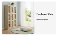 dense Wood Construction Glass Door Book Cabinet Floor-Standing Glass Door Curio Simple Design bookshelf Large Storage Space for Children, Homeowners, Office Workers, Study Room, Bedroom