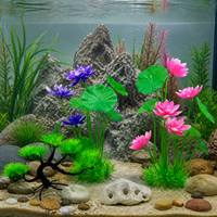 Aquarium Plastic Plants Decoration Set for Fish Tank Turtle Tank Landscaping