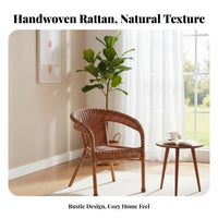 Handwoven Single Person Rattan Seat Ergonomic Backrest Rattan Armchair Sturdy Construction Woven Lounge Chair Lightweight for Seniors, Adults, Homeowners, Living Room, Sunroom, Balcony, Backyard