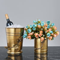 European Creative Brass Wine Bucket, Dry Ice Bucket, Champagne Cooler, Home Bar Flower Vase