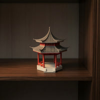 Two-Tier Chinese Pavilion with Pagoda Roof Ornate Pavilion Model Hexagonal Miniature Pagoda Traditional for Collectors