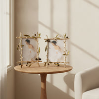 Photo Frame with Leaf Design Ornate Branch Photo Frame Metal Decor for Desk, Living Room, Office