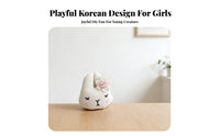 Embroidered Bunny Applique Korean Design Gingham Bow Bunny Accessory Cute Design Stuffed Hare Head Applique for Kids, Hat Embellishment