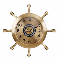 Nautical Ship Wheel Clock Analog Movement Ship Wheel Wall Clock Coastal for Decorators, Living Room, Entryway