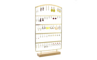 4-Tier Earring Display Stand Minimalist Earring Holder Organized Jewelry Display Rack with Wood Base Space-Saving for Boutiques, Dresser
